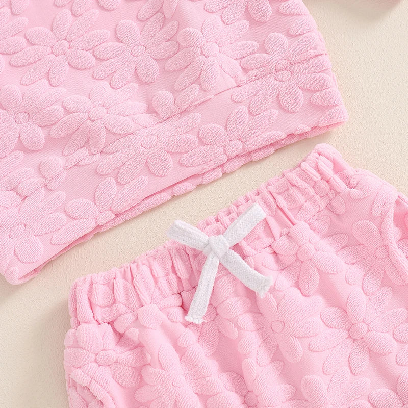 Toddler Girl Fall Outfit Daisy Embroidery Long Sleeve Sweatshirt with Elastic  Pants Headband Set
