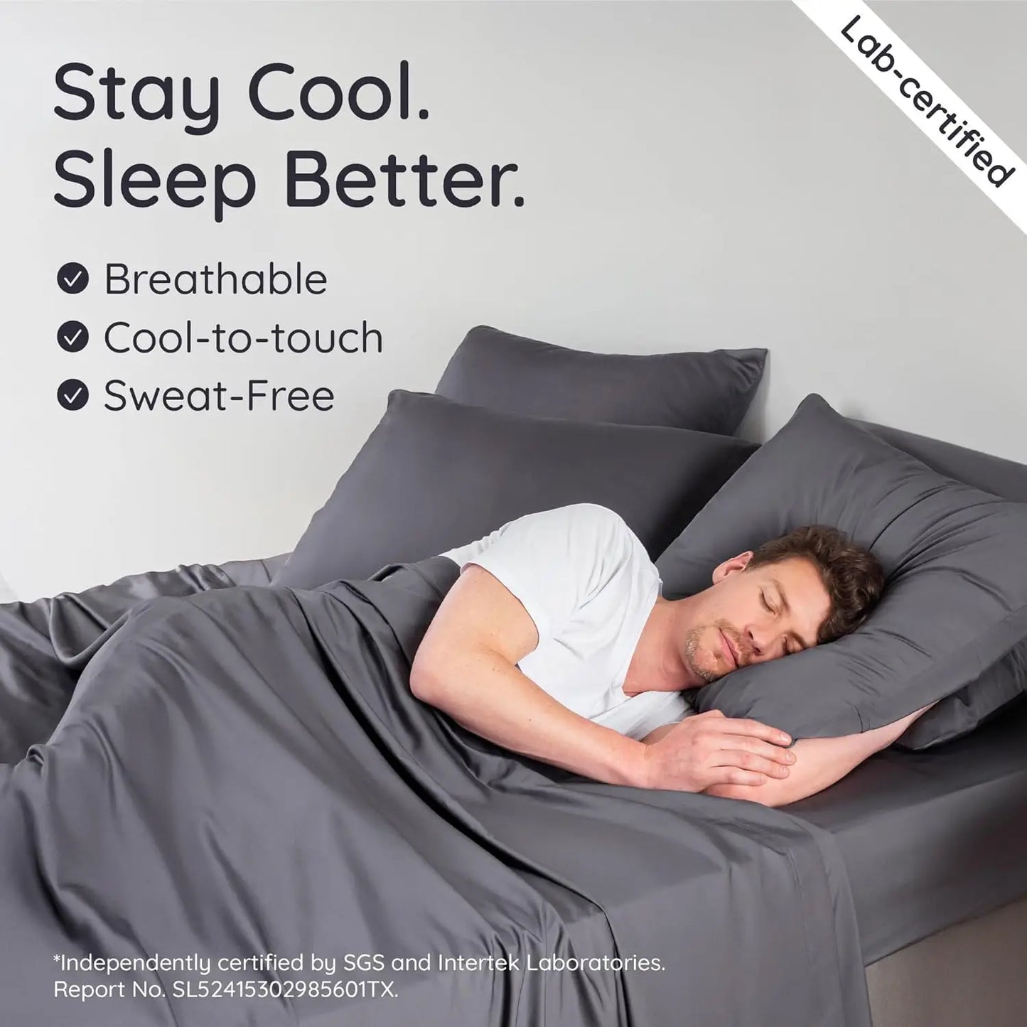 Bamboo Sheets Queen Size Set 4pcs Cooling Bed Sheet. Fits 16'' Mattress Charcoal