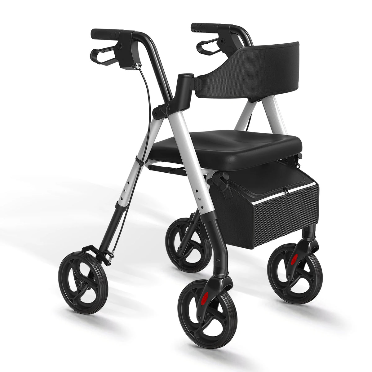 Rollator Walkers For Seniors, Foldable Walker With Seat,. Durable Aluminum, 8" Big Wheels For All