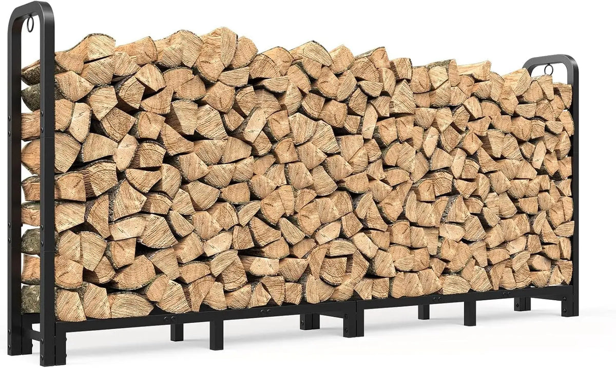 8ft Firewood Rack Outdoor Indoor, Upgraded Heavy Duty Adjustable Fire Wood Rack Holds Up to 4500lbs, .