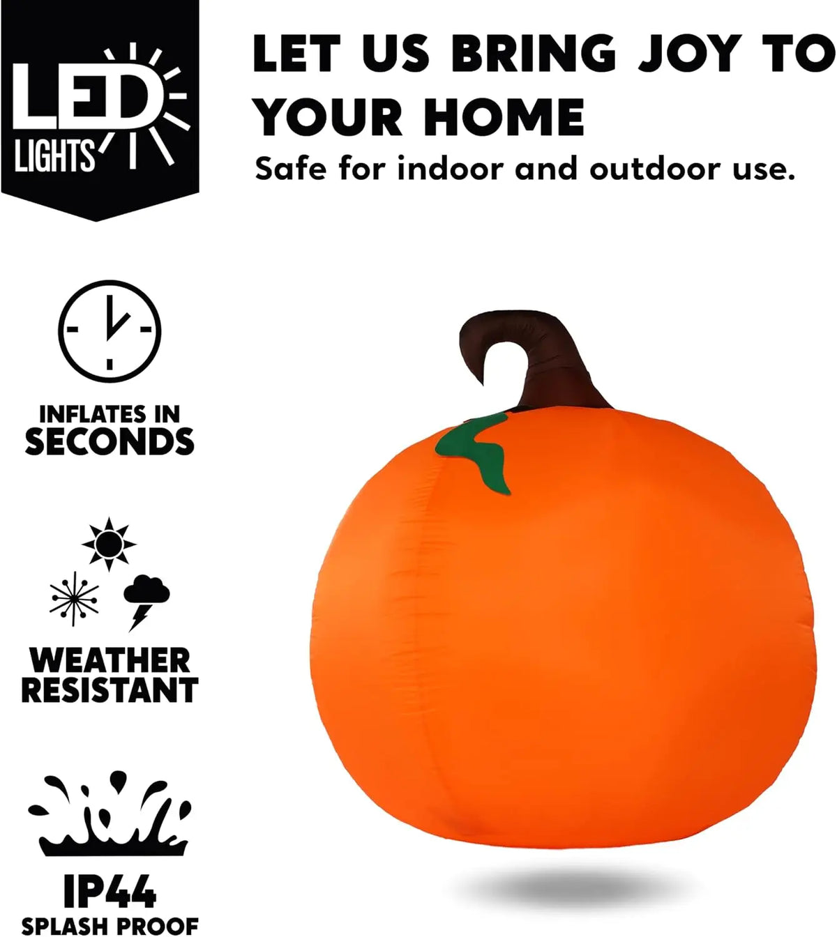 5 Ft Tall Pumpkin with Projector Face and Music Halloween Inflatable Pumpkin Outdoor Decoration Blow Up Yard Decorations with LEDs.