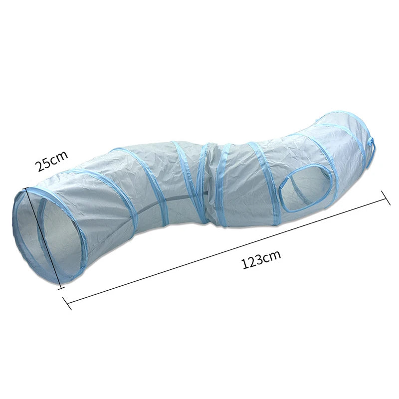 Cat Toys Gray 3-Way Foldable Pet Cat Tunnel Tube Toy