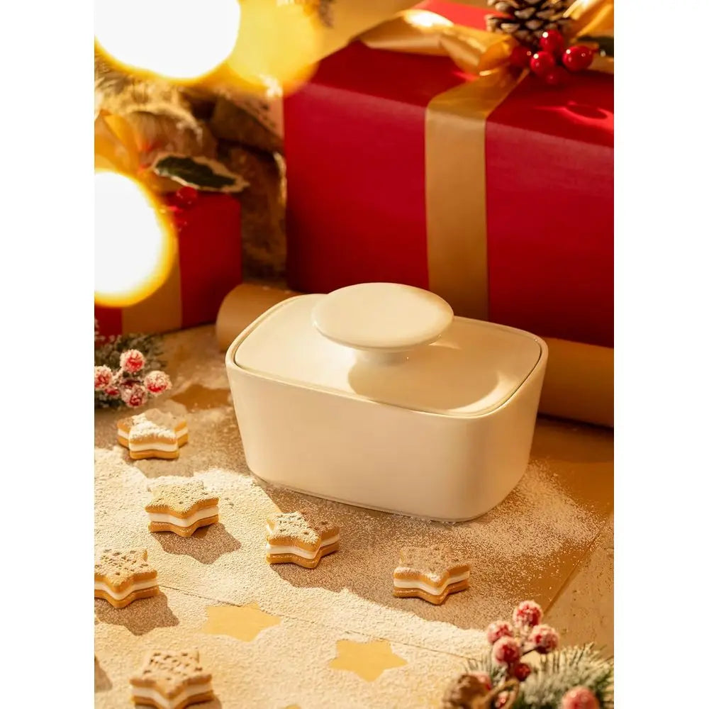 Large Porcelain Butter Dish with Lid, 6.2 Butter Keeper.  White