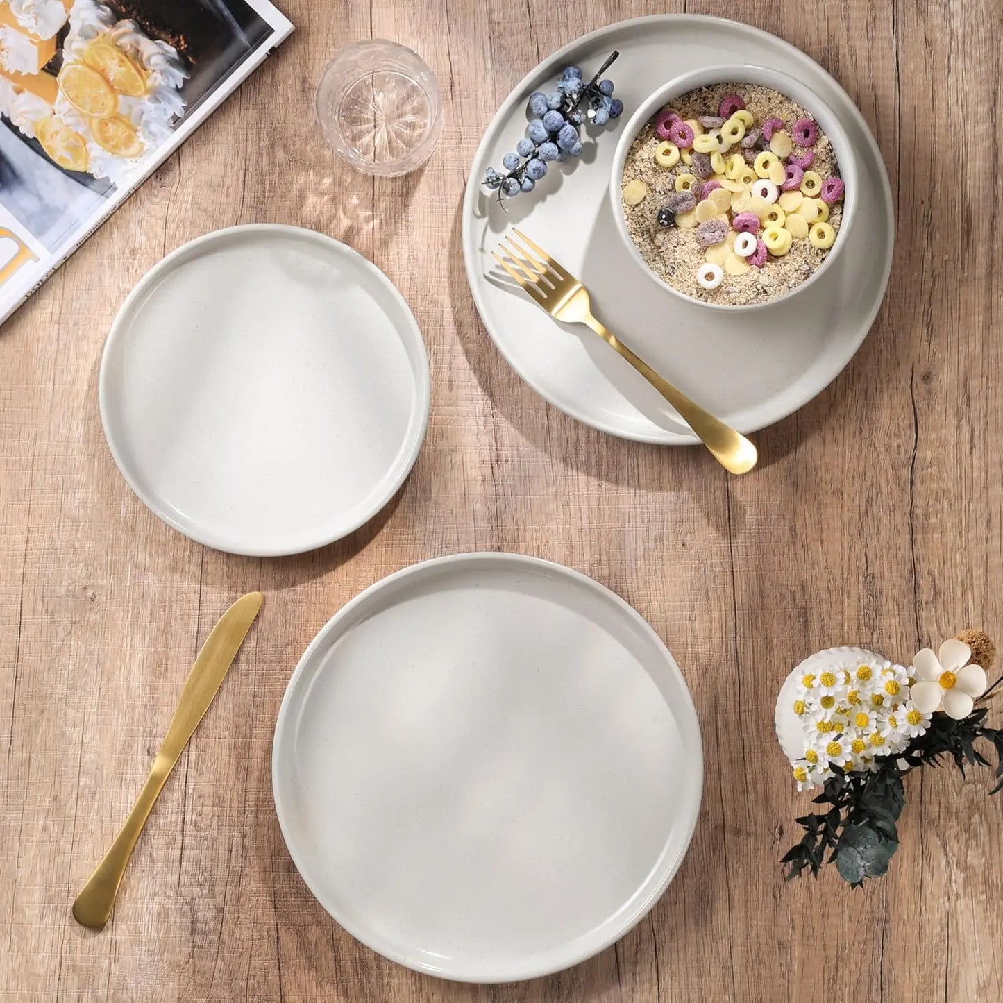 Stoneware Dinnerware Sets, 12-Piece . Set for 4, Dishes Set.