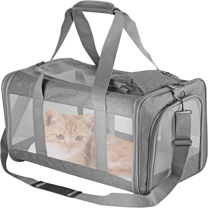 Airline Approved Pet Carrier for Cats Dogs Soft Travel Bag with Breathable Honeycomb Board ,Removable .