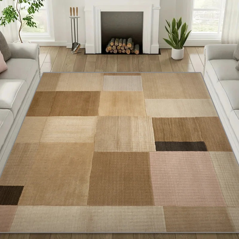 Nordic Minimalist Geometric Color Block Large Living Room Carpet