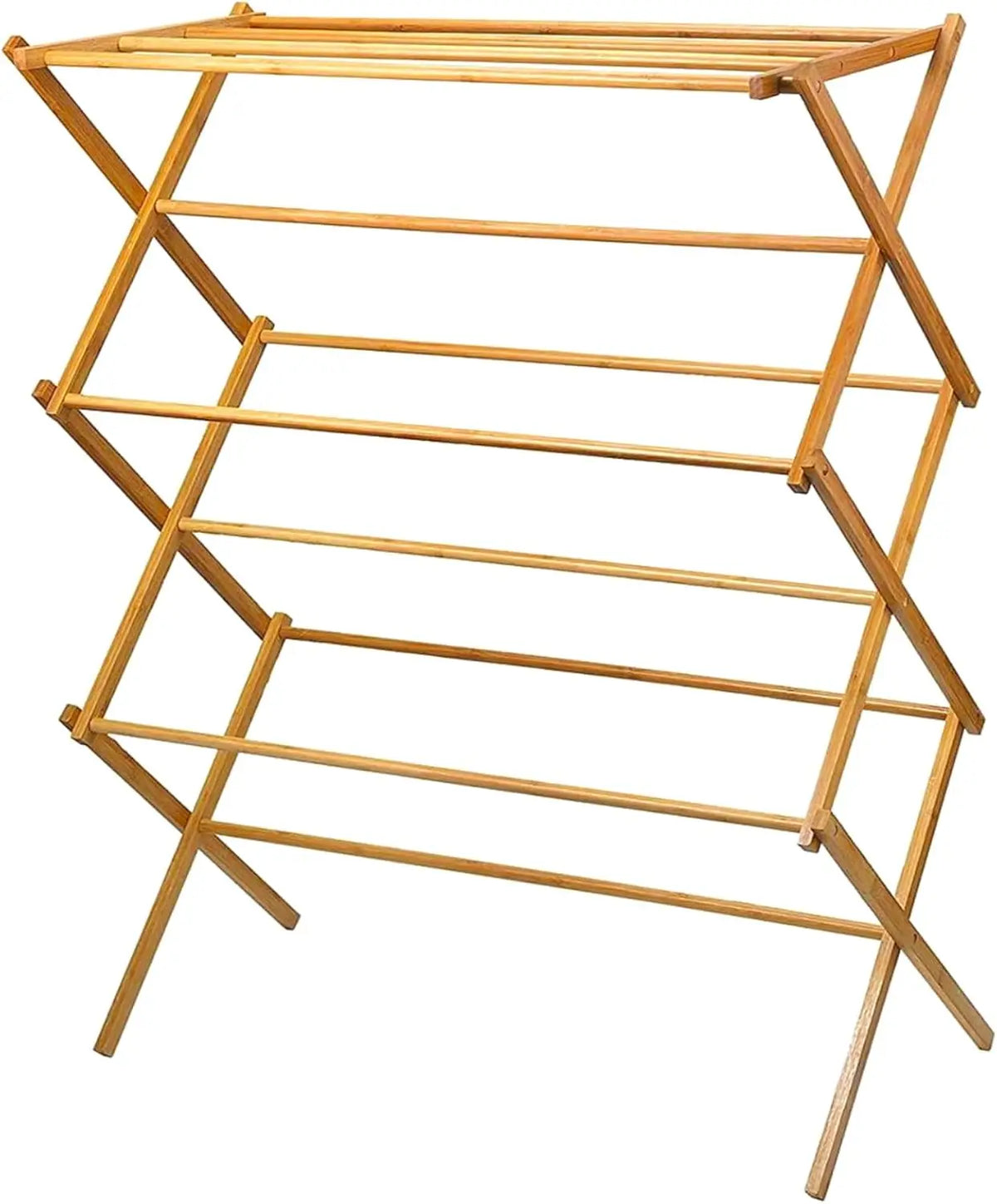 Foldable Wooden Clothes Drying Rack for Laundry – Pre-Assembled, Lightweight, 9-Bar Fold-Flat Design for Indoor or Outdoor Use