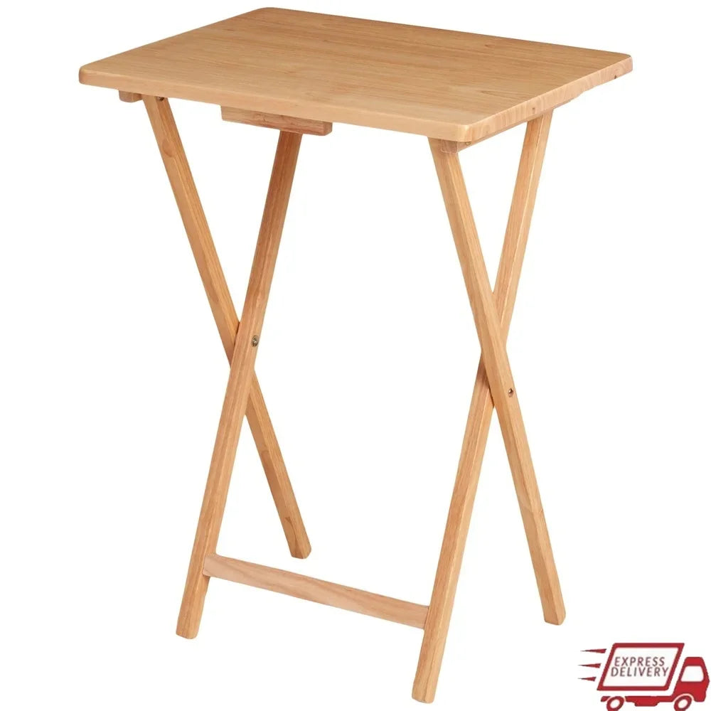 Indoor Folding TV Tray Table Portable Lightweight Solid Rubberwood .