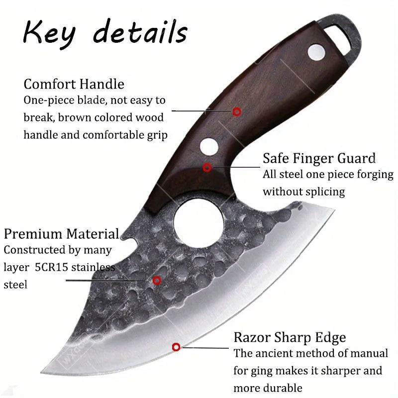 1 PC Kitchen Chef Knife Stainless Steel Multipurpose Boning Knife with Sheath .