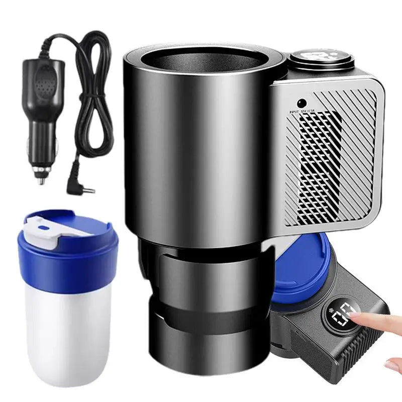Car Cooling And Heating Cup Holder With Coffee Cup 2 In 1 12V 36W Intelligent Auto Heater Cooling Travel Mug .
