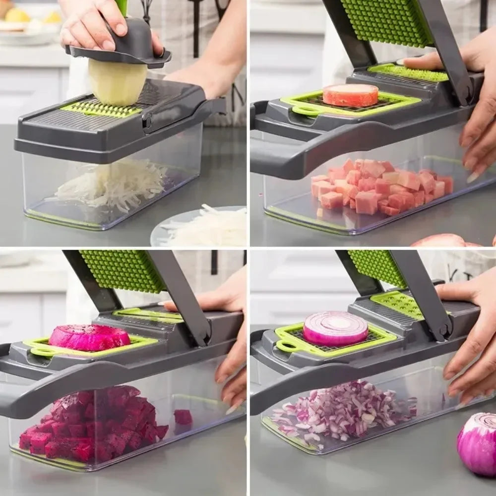 Multifunctional Vegetable Chopper 14/16 in 1 Food Slicer Dicer Grater with Handle.