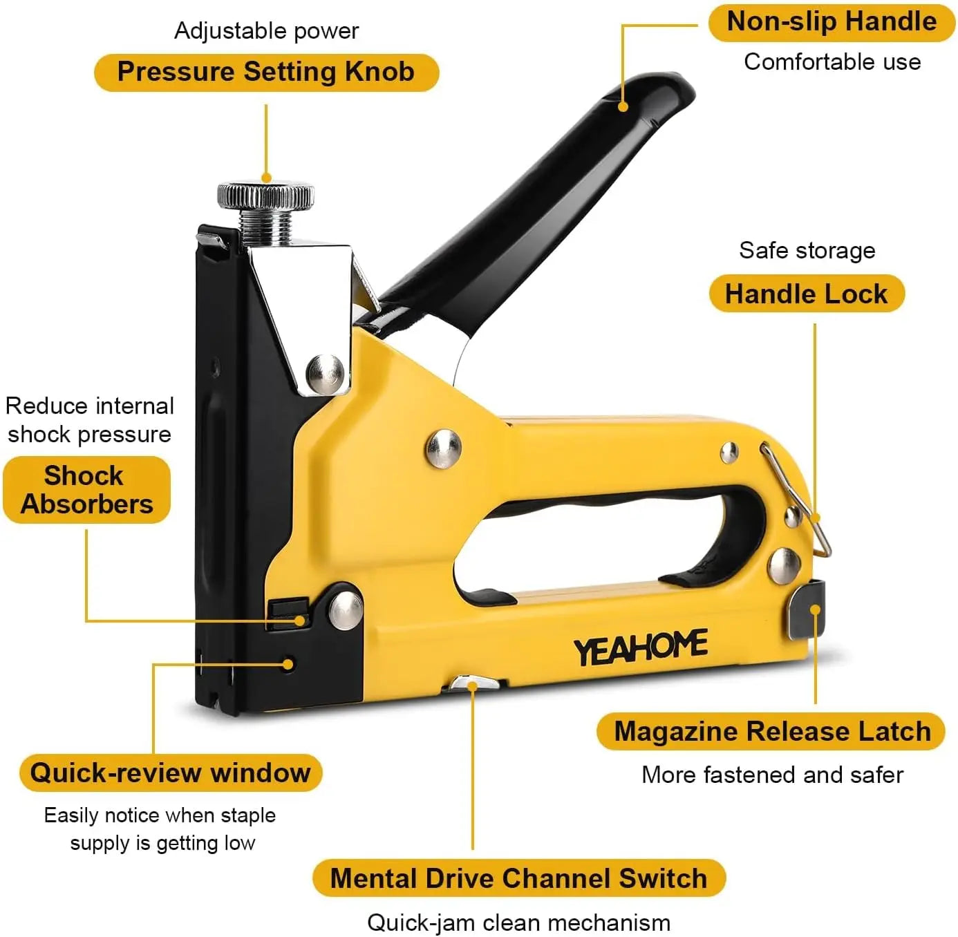 Heavy Duty Upholstery Staple Gun, 4-in-1 Manual Stapler with 4000 Staples, .