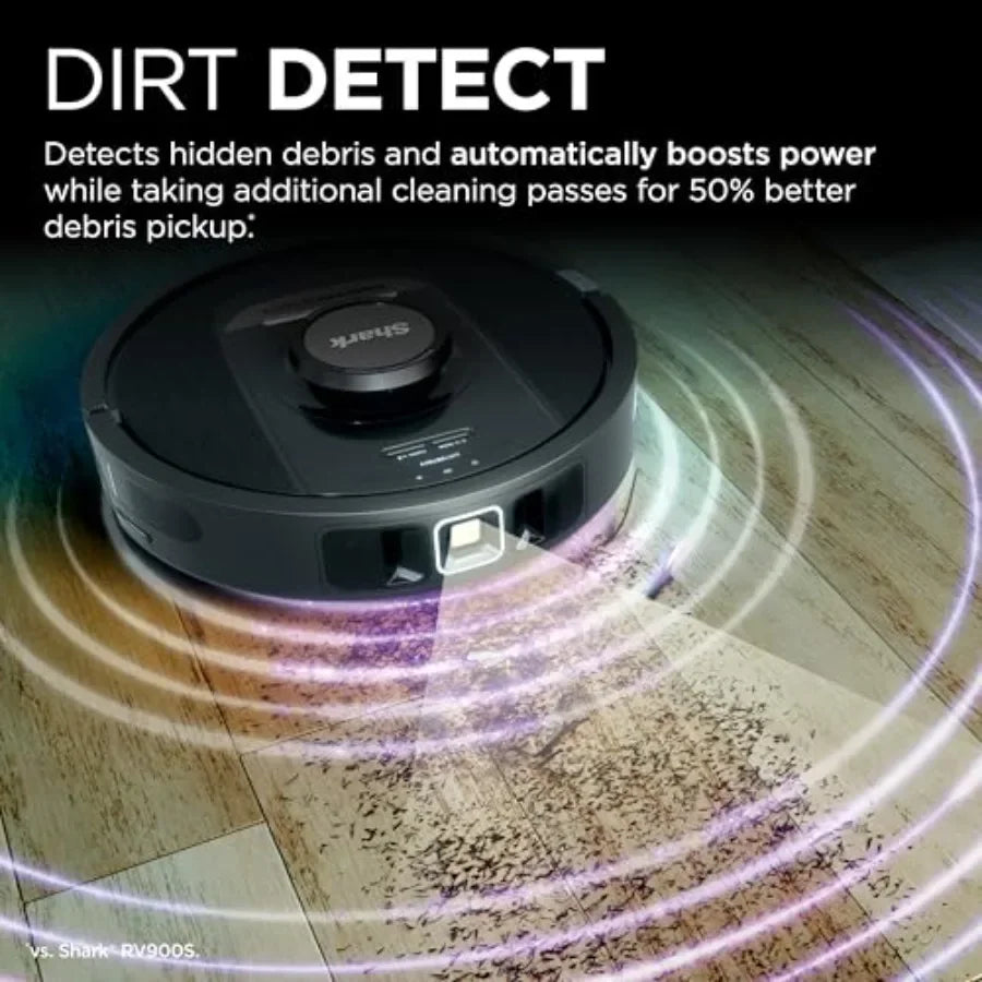 PowerDetect Self-Empty Robot Vacuum for pet hair, ABS plastic, black, Never Stuck Technology, auto deep-clean carpets hard floors