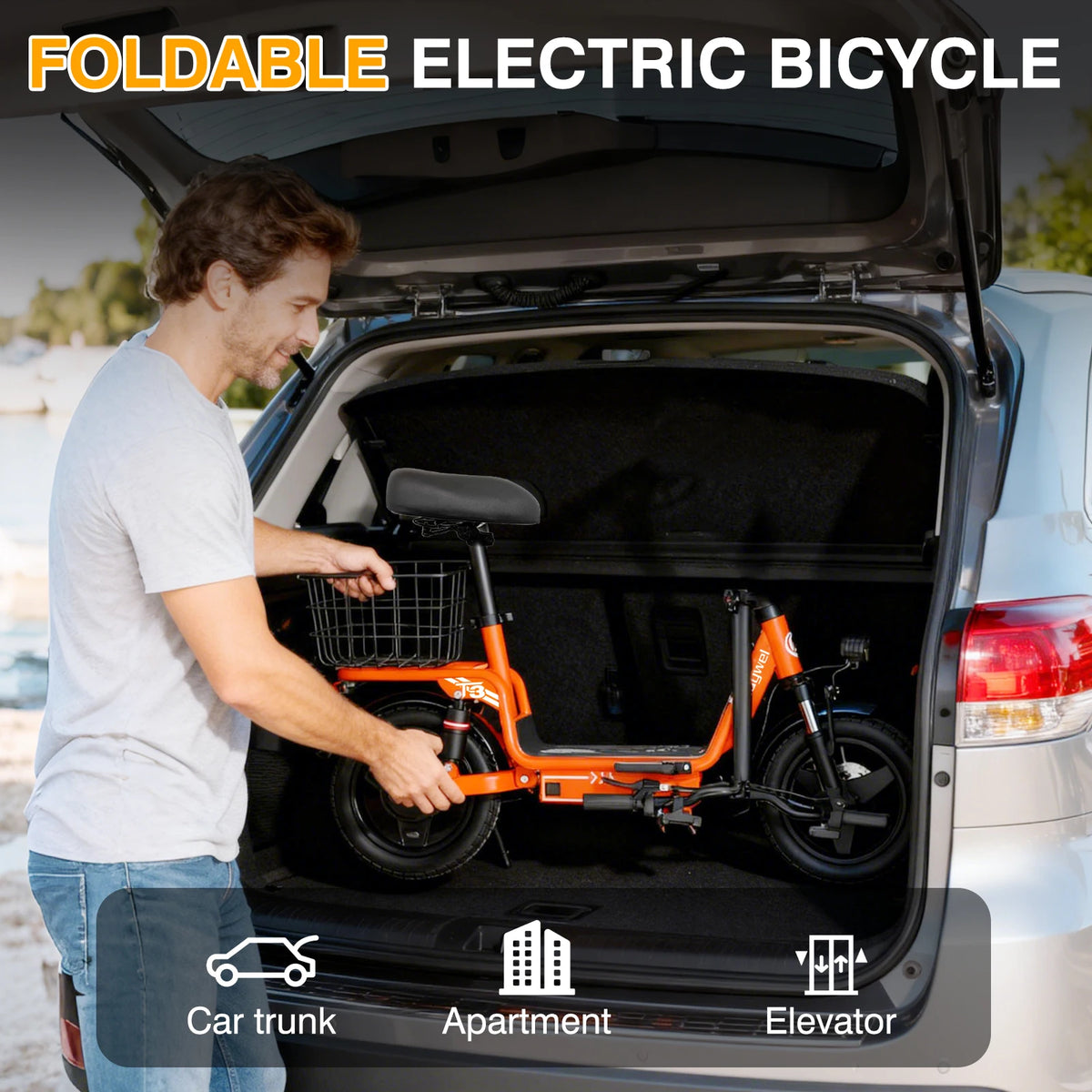 Bodywel T3 Folding Electric Scooter for Adults, 48V 13Ah Full Shock Foldable EScooter with Seat.