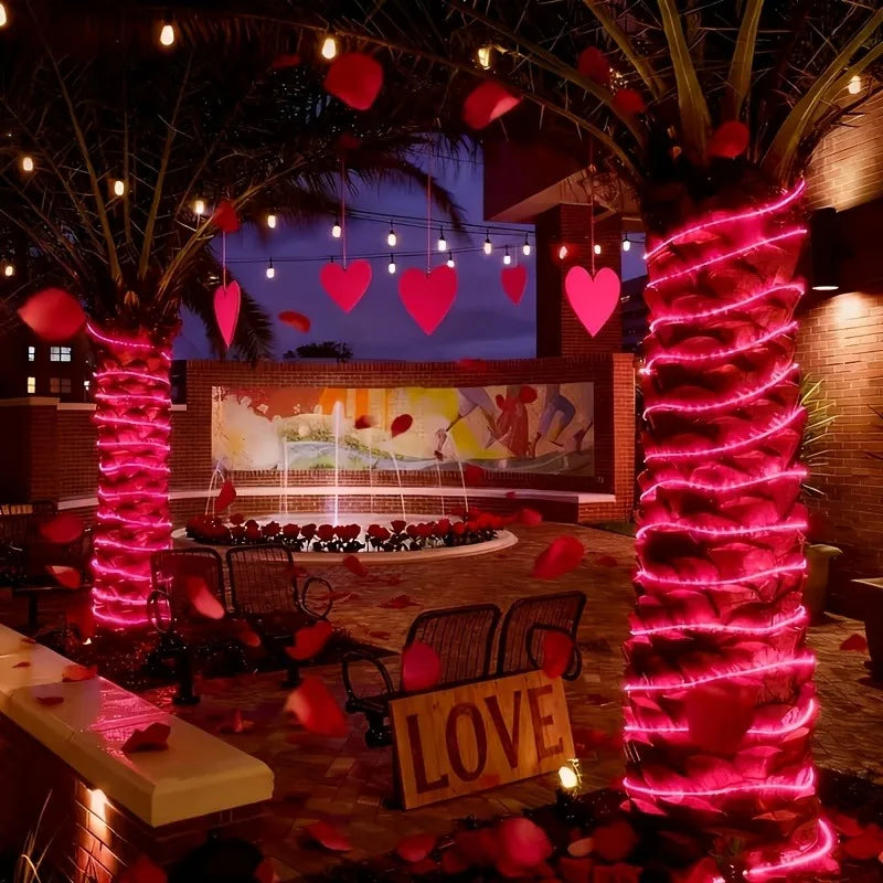 New 1 Sets of Valentine's Day Outdoor Tubular String Lights, 100 LED String Lights, Waterproof Fairy Lights, 8 Lighting Modes, .