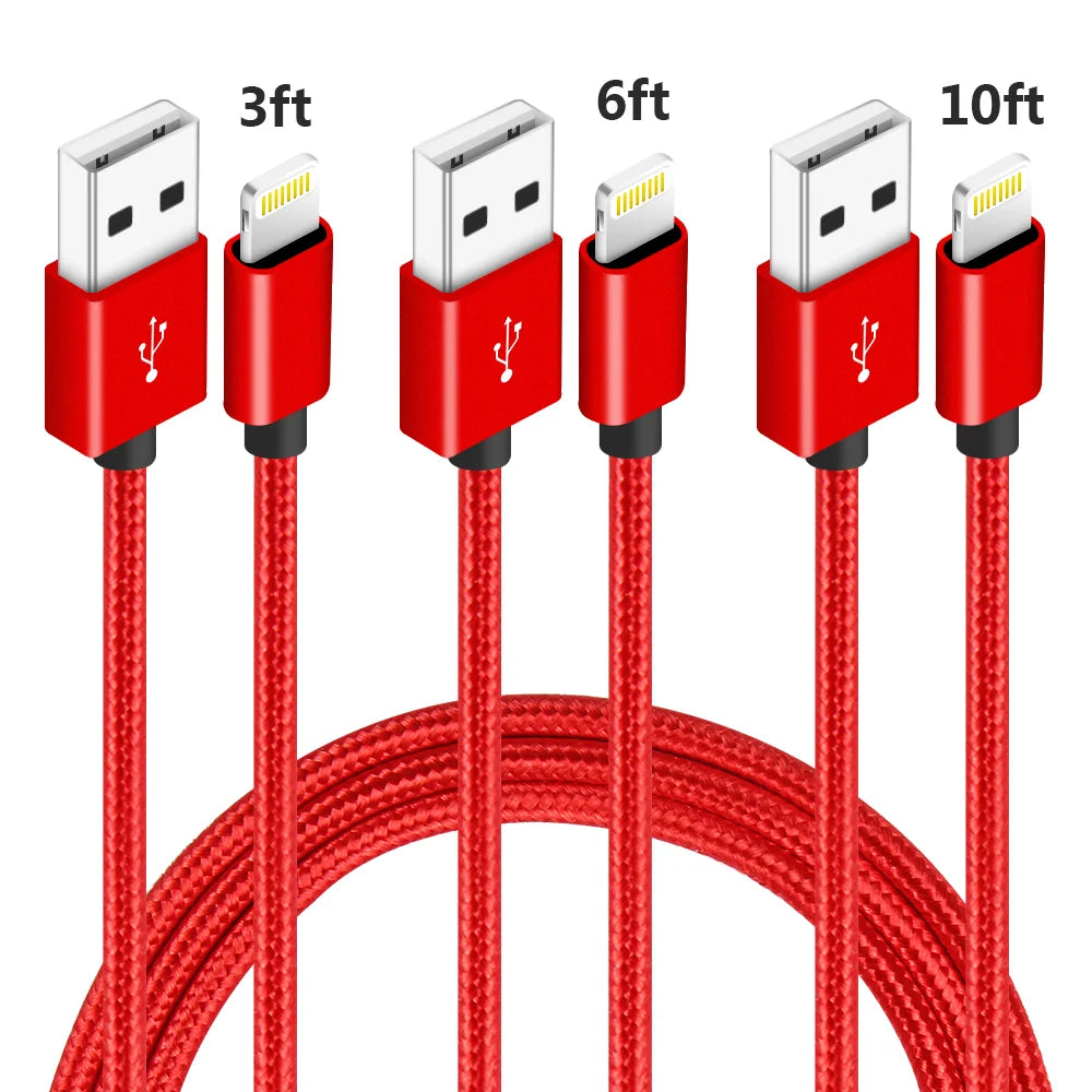 3PCS (1M 2M 3M) MFi Certified Charging Cable USB Cable Nylon Braided Fast Charging Cord Compatible For iphone