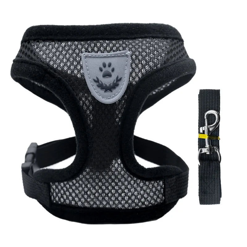Hot summer small dog pet chest and back breathable dog chest and back suit cat outdoor traction rope .