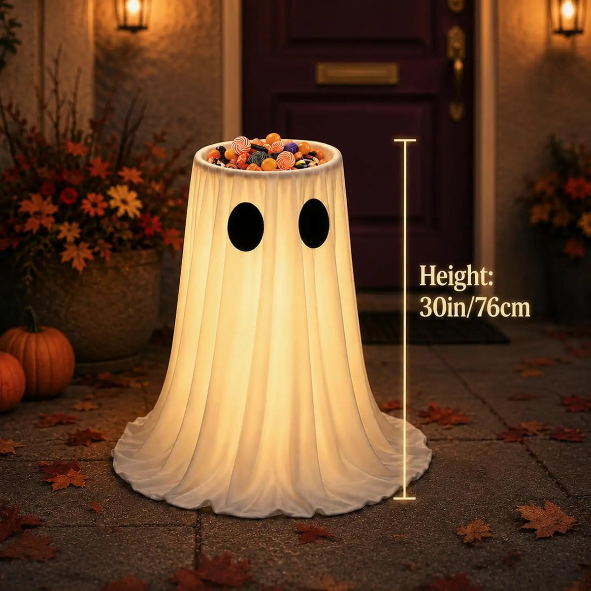 Large-Capacity Lighted Halloween Ghost Candy Bowl