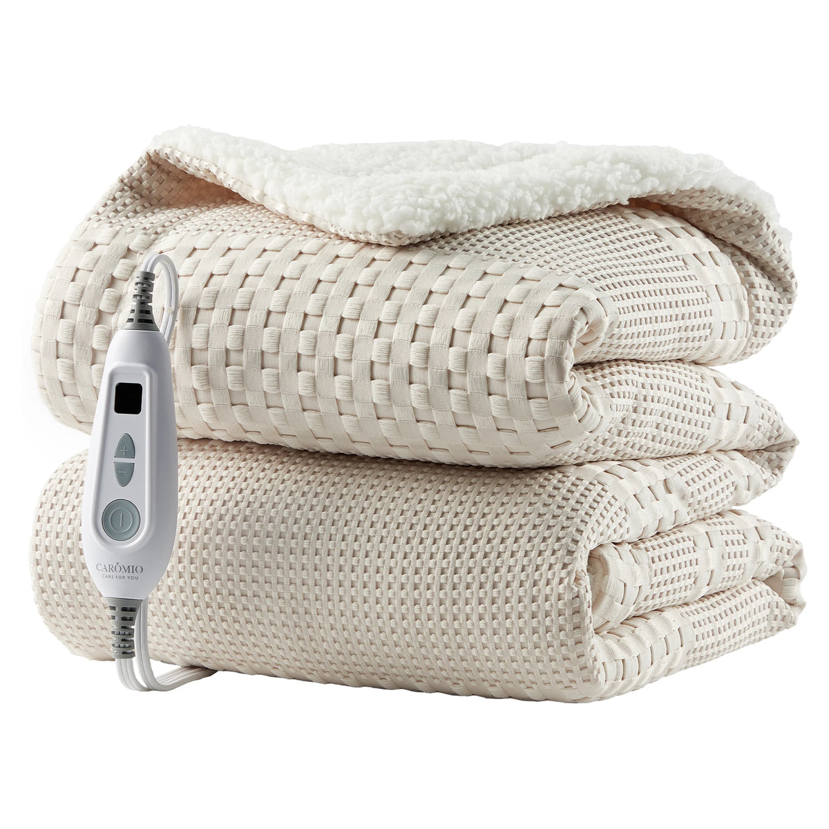 84*90 in Heated Throw Blanket Waffle Sherpa Electric Heating Blanket for Cozy Warmth 50x60 in Gray Queen/King Size