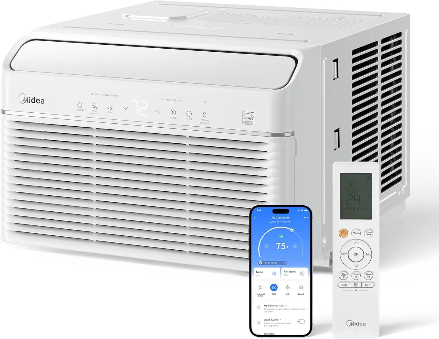 Inverter Window Air Conditioner with Heat – Quiet Window AC Unit and Heat Combo with Dehumidifier – Cools up to 550 Sq. Ft..
