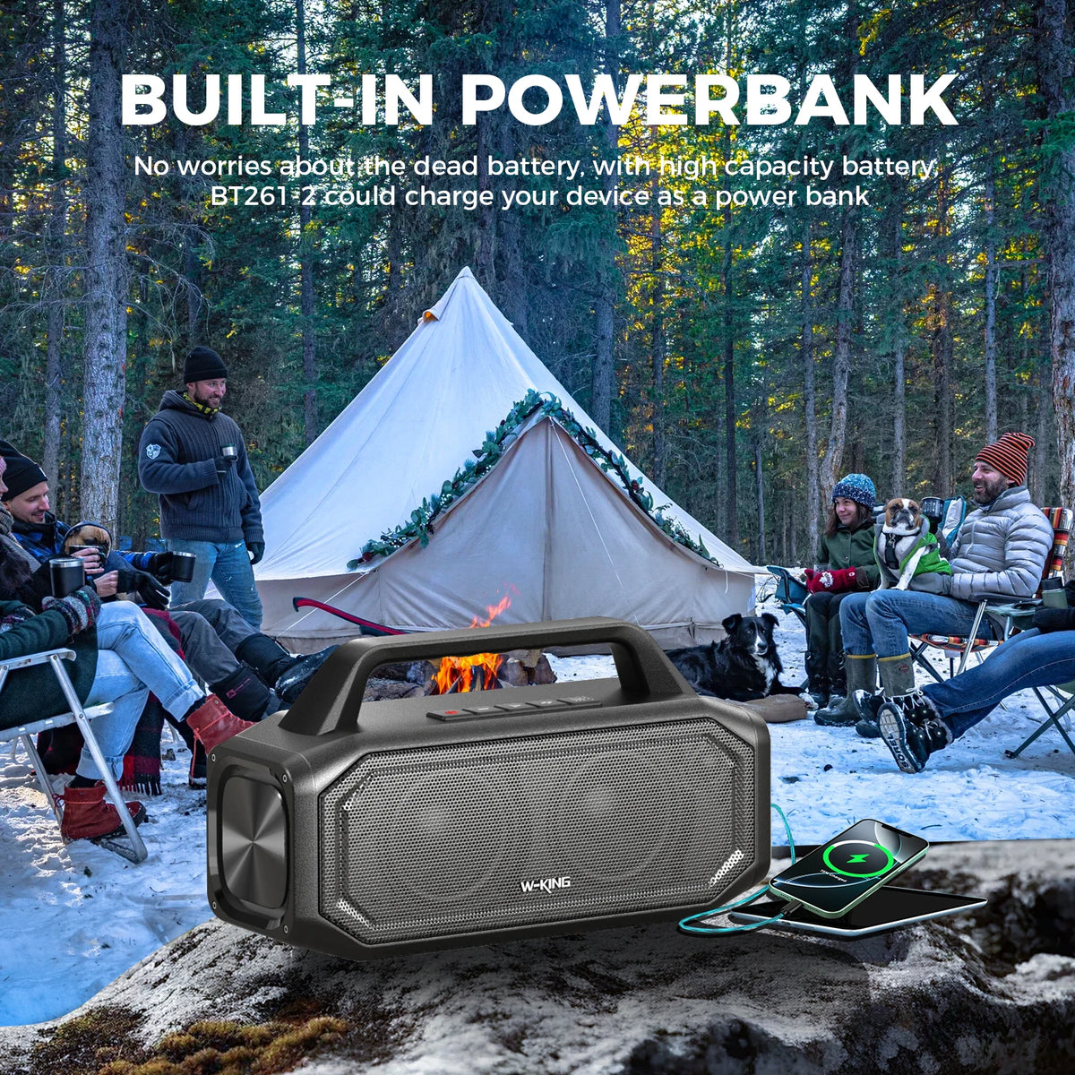 W-KING BT261-2 Bluetooth Wireless, 80W Portable Outdoor Speakers Loud with Bass Boost,.