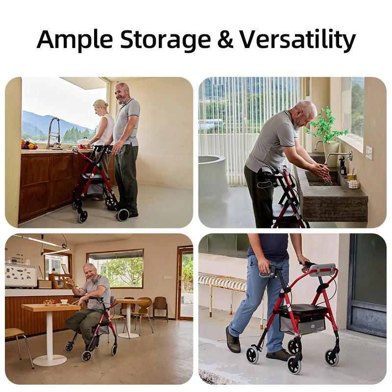 Walkers For Seniors, Maidesite Rollator Walker With Seat, Max 350 Lbs, Avant Walkers With Ergo Seat & Backrest