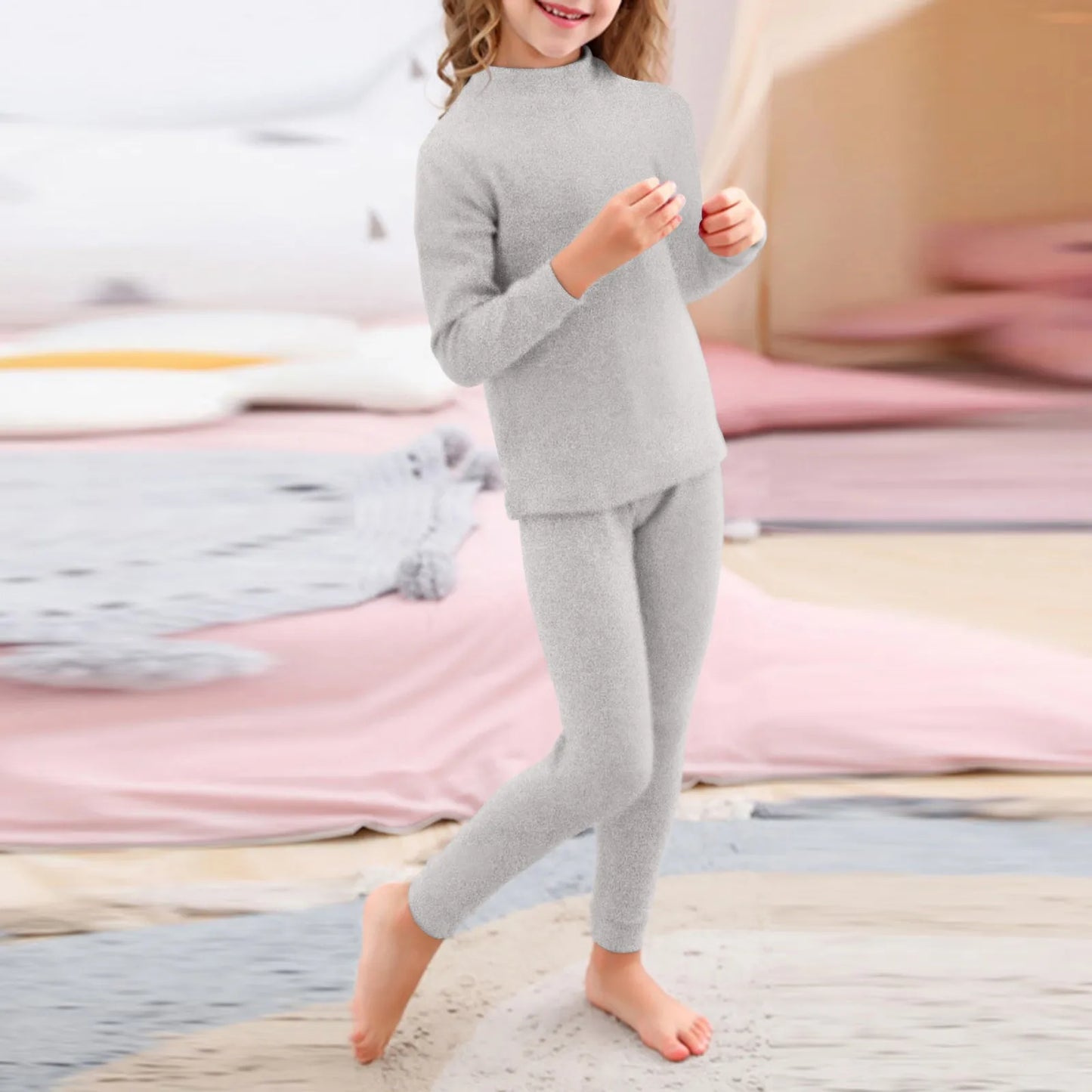 Unisex Solid Long Sleeve Warm Pullover Pajamas