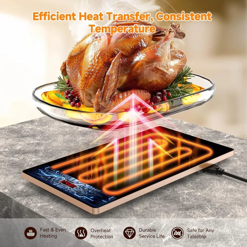 FEPPO Electric Warming Tray, 4-in-1 Food Warmers. 10 Temp Settings and Timer