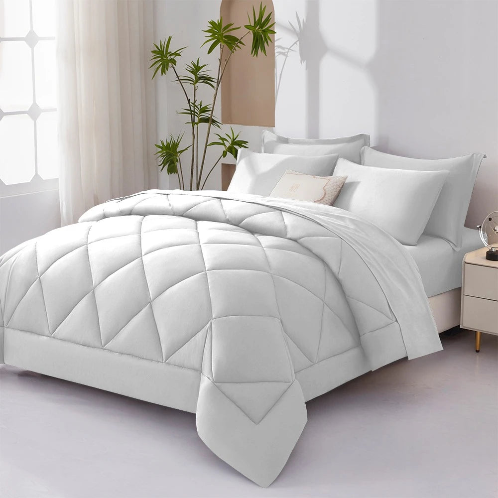 5/7pcs  Comforter Sets Queen-Breathable Comforter-Ultra-Soft Fluffy Fiber Filling, Warmth For All Seasons-Bed In A Bag .