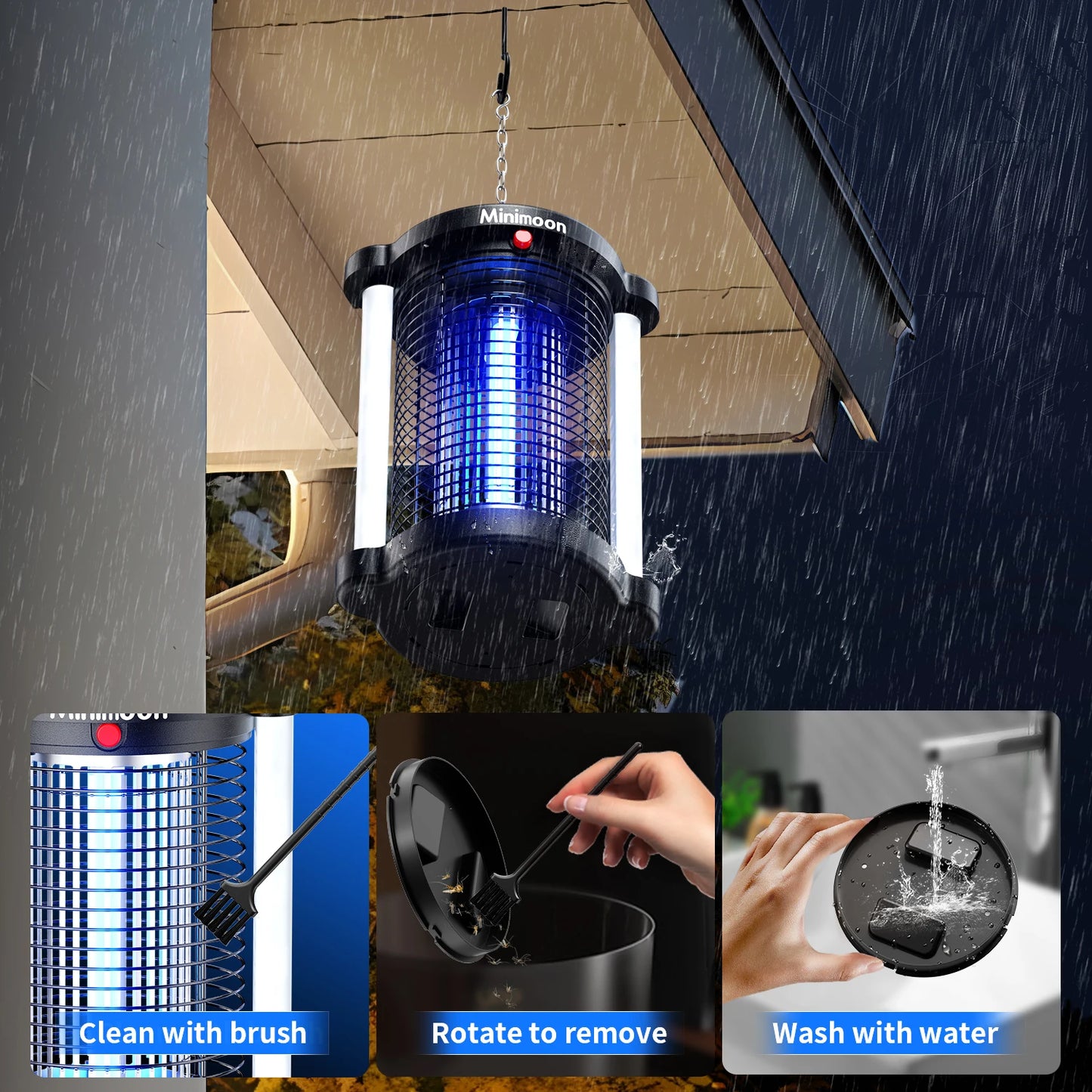 Bug Zapper Outdoor Mosquito Zapper with LED Light 4200V Fly Zapper 15W Electric Fly Traps .