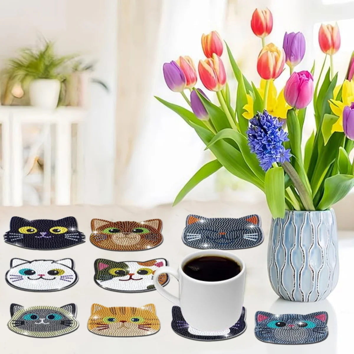 10-piece diamond painting coaster set,