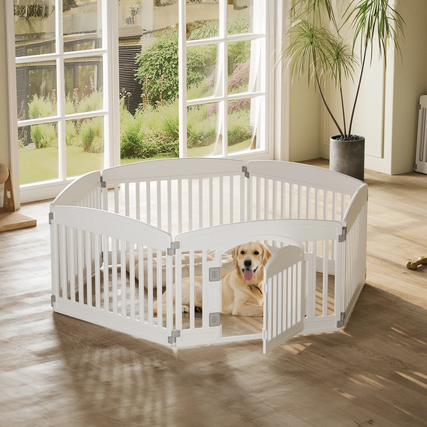 Plastic Dog Playpen 6 Panel 24IN Expandable Durable Pet Fence for Medium Dogs