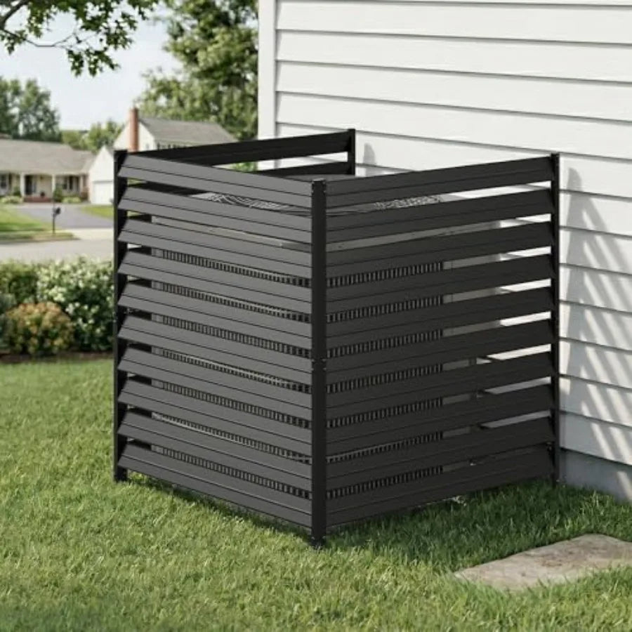Outdoor Privacy Screen For Air Conditioner Units Made Of Metal With Gray Finish And Rust-Resistant Coating