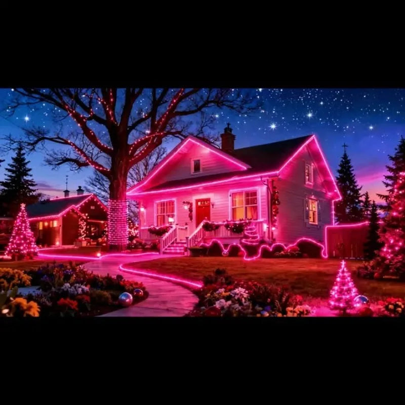 New 1 Sets of Valentine's Day Outdoor Tubular String Lights, 100 LED String Lights, Waterproof Fairy Lights, 8 Lighting Modes, .