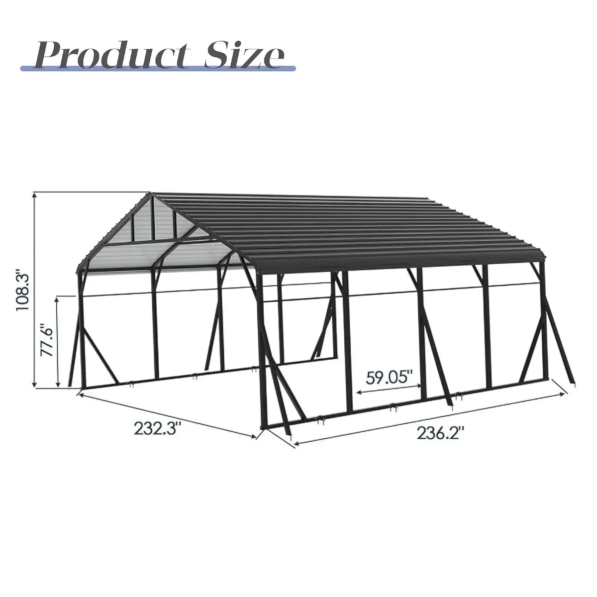 20x20 FT Heavy Duty Metal Carport Kits with Galvanized Steel Roof,