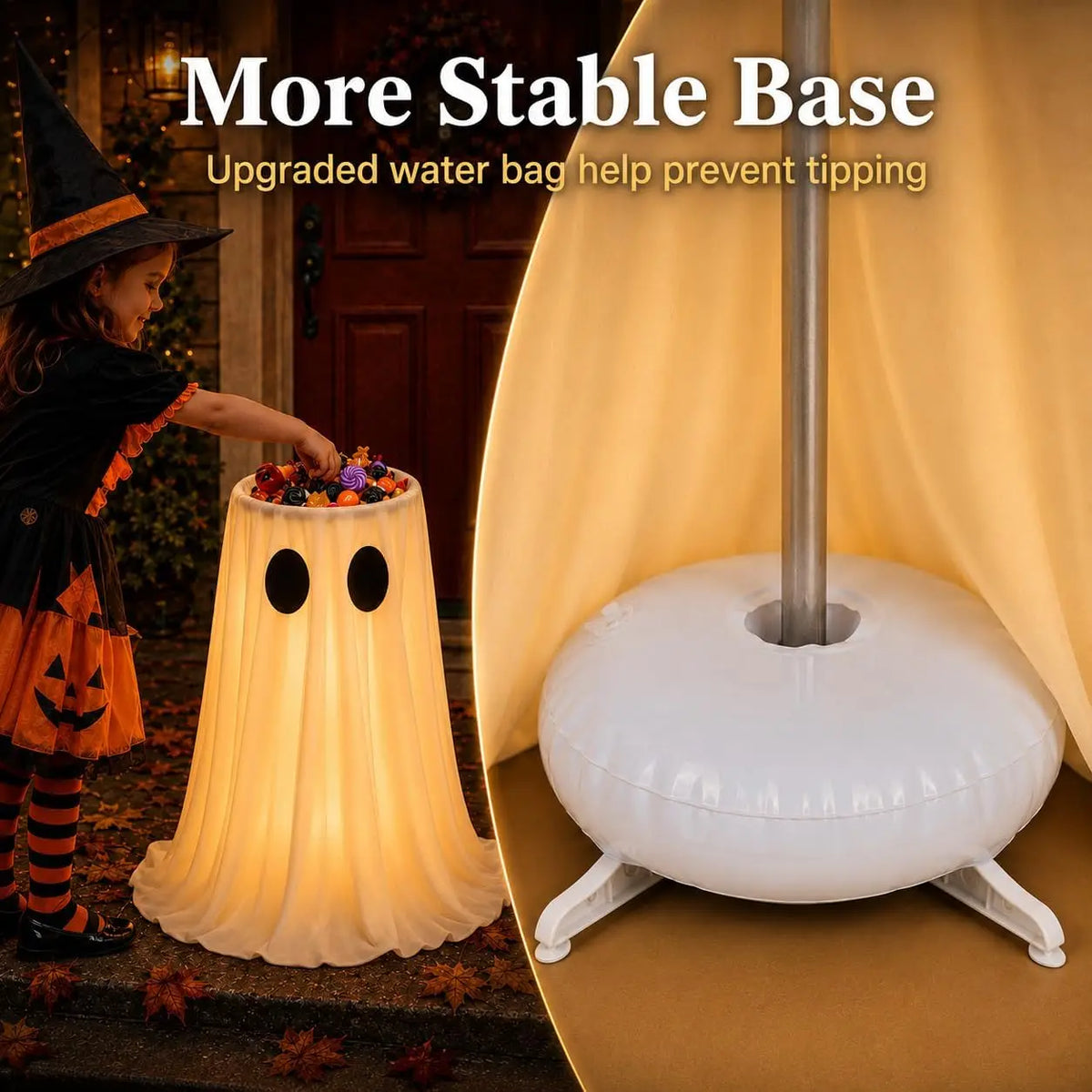 Large-Capacity Lighted Halloween Ghost Candy Bowl