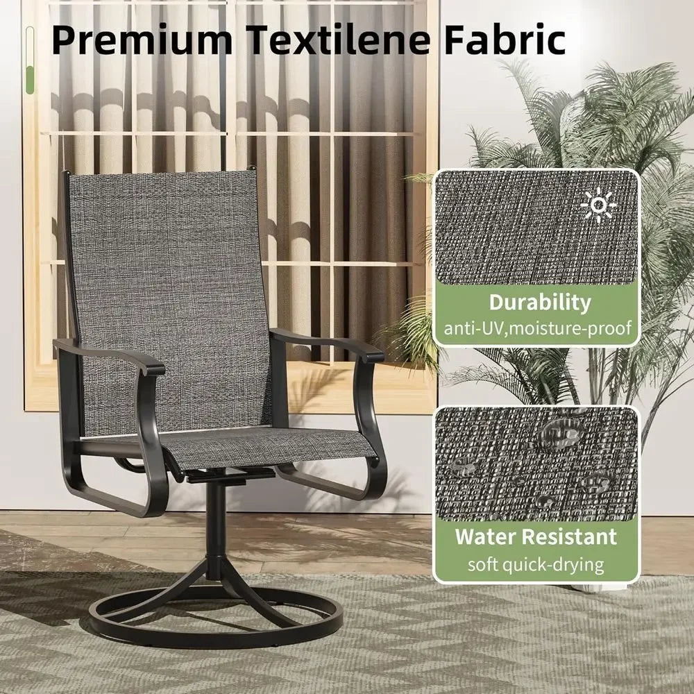 2-Piece All-Weather Swivel Rocker Patio Chairs with Textilene Mesh and Rust-Resistant Steel,.
