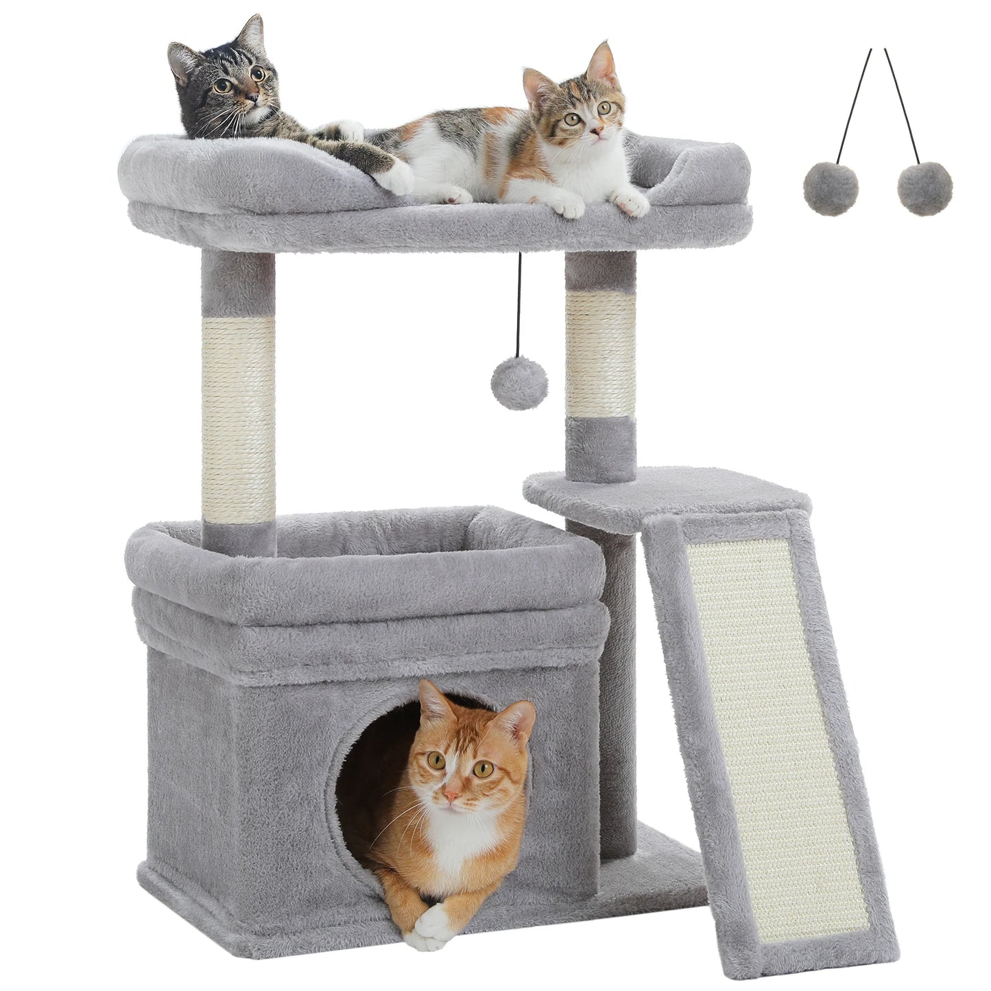 Small Cat Tree for Indoor Cat Tower with Sisal Scratching Post and Pad Wide Top Perch.