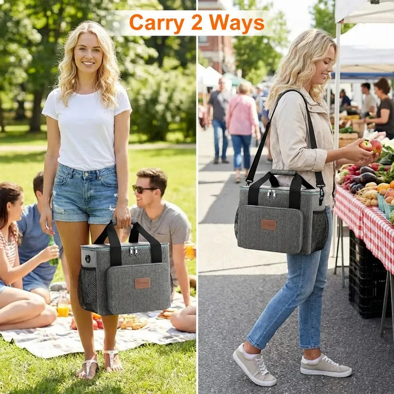 Insulated Lunch Bag, Large‑Capacity Leak‑Proof Cooler Tote Bag with Shoulder Strap, Multi‑Pocket Thermal Food Carrier. Portable Aluminium Foil Insulation .