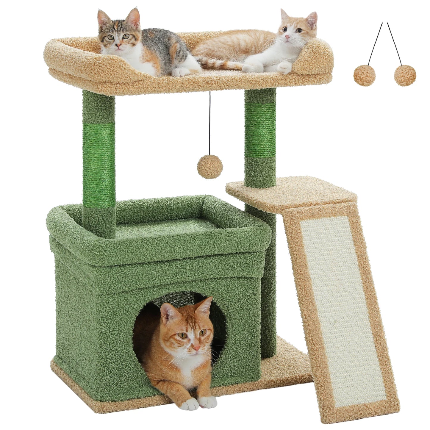 Small Cat Tree for Indoor Cat Tower with Sisal Scratching Post and Pad Wide Top Perch.
