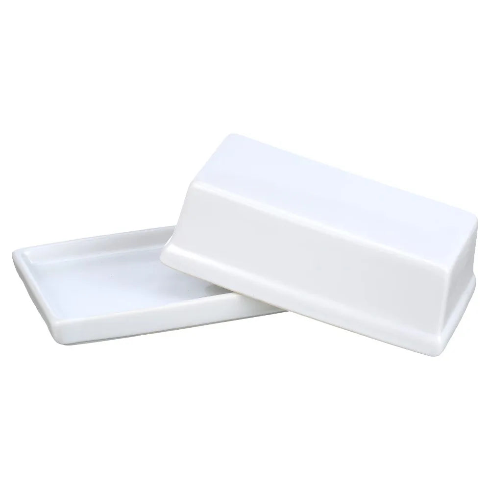 Mainstays Stoneware Butter Dish with Lid, . White