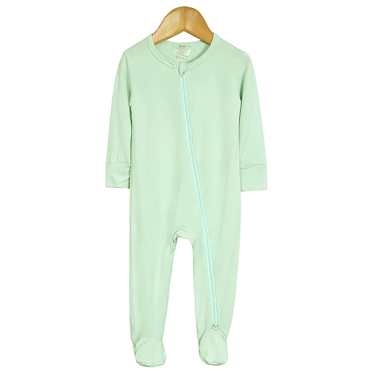 Long Zipper Girls Bodysuits Footed Long Sleeve Baby Pajamas