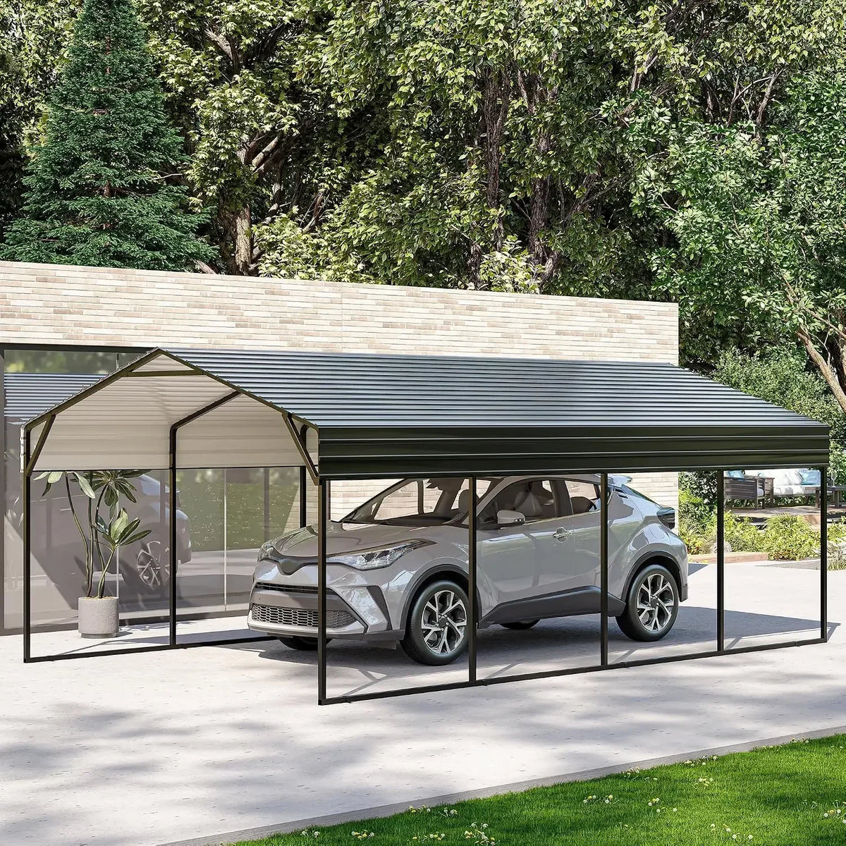 12x20 FT Metal Carport Enhanced Base Heavy Duty Garage Carports,