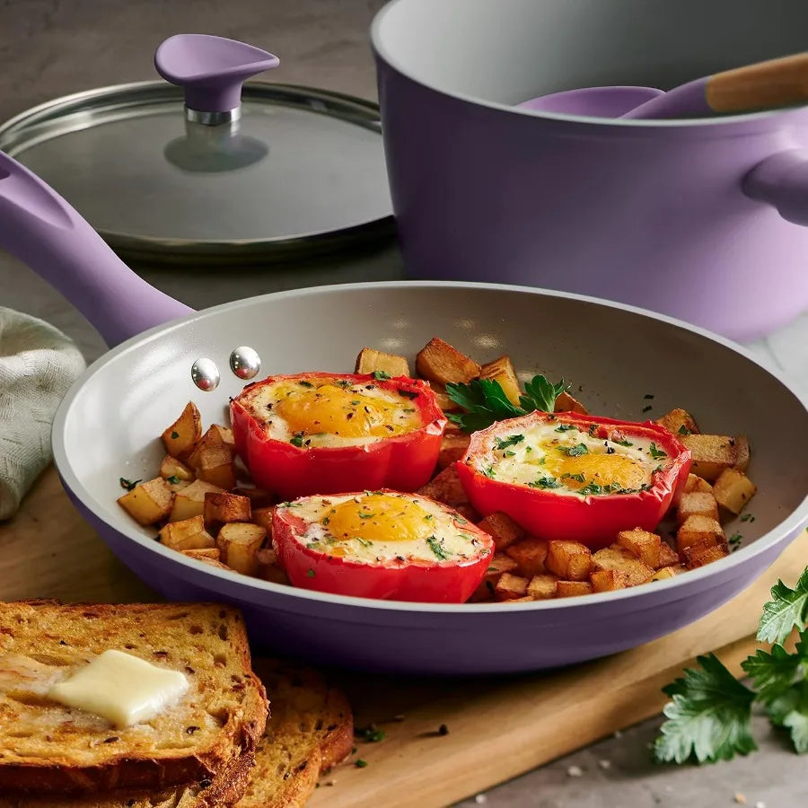 Solara 14-Piece Ceramic Non Stick Cookware Set with Lids,  with Nonstick Coating,