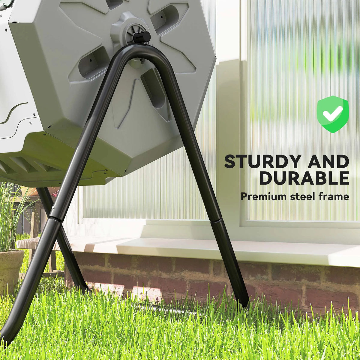 Garden Compost Bin Dual Tumbler Rotating Outdoor Composter with Sliding Doors
