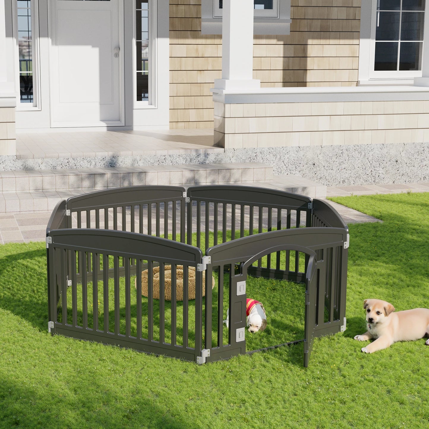Plastic Dog Playpen 6 Panel 24IN Expandable Durable Pet Fence for Medium Dogs