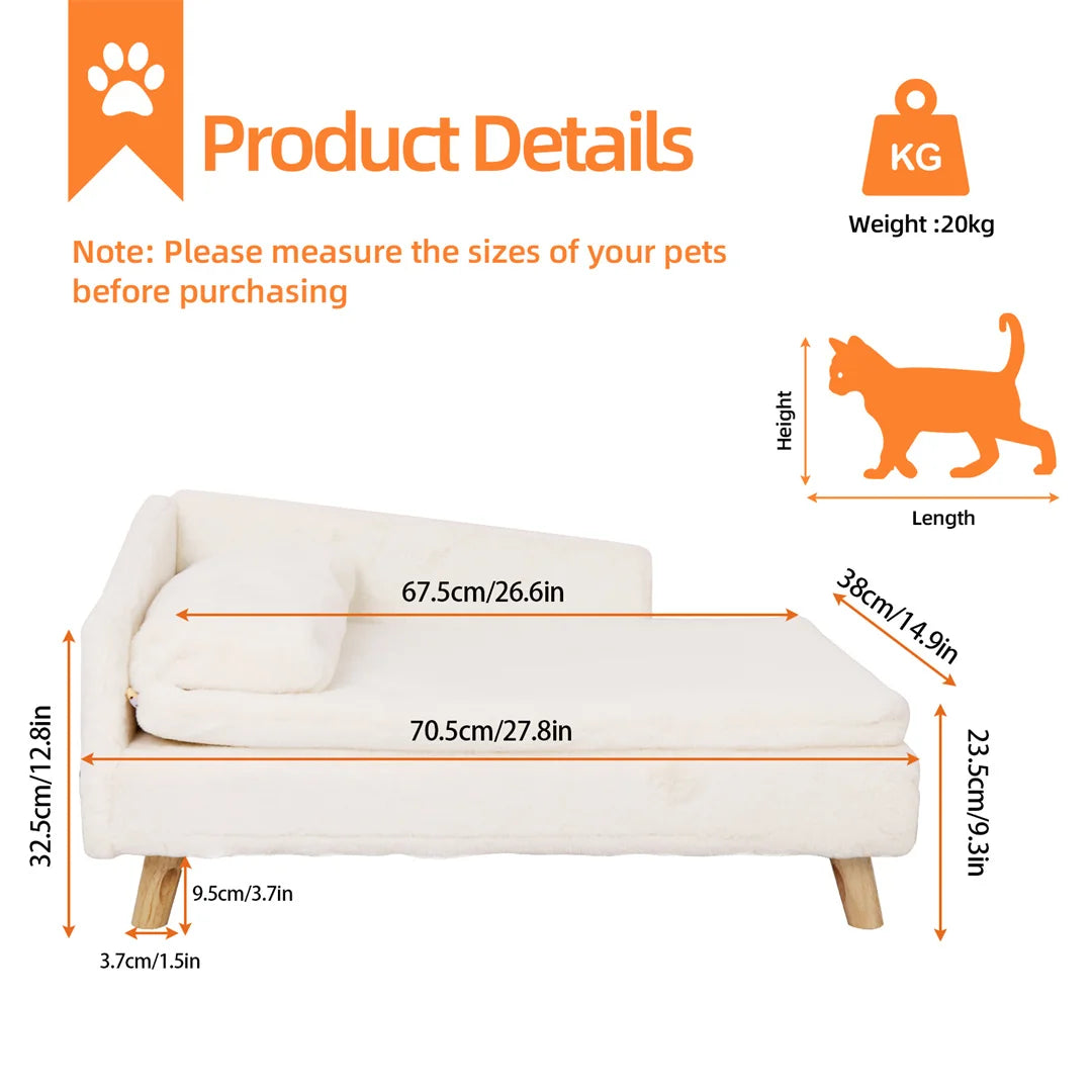 L-Shape Dog Sofa Bed Cat Cushion Stool Warm Nesting Couch