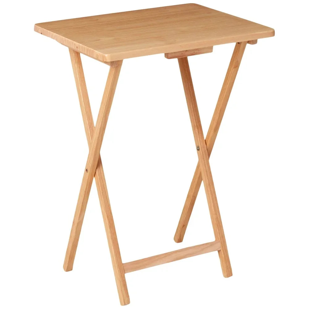 Indoor Folding TV Tray Table Portable Lightweight Solid Rubberwood .