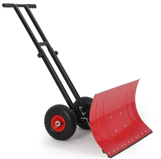 36cm  Wheeled Snow Shovel,Snow Pusher w/Adj Handle Carbon Steel Blade..