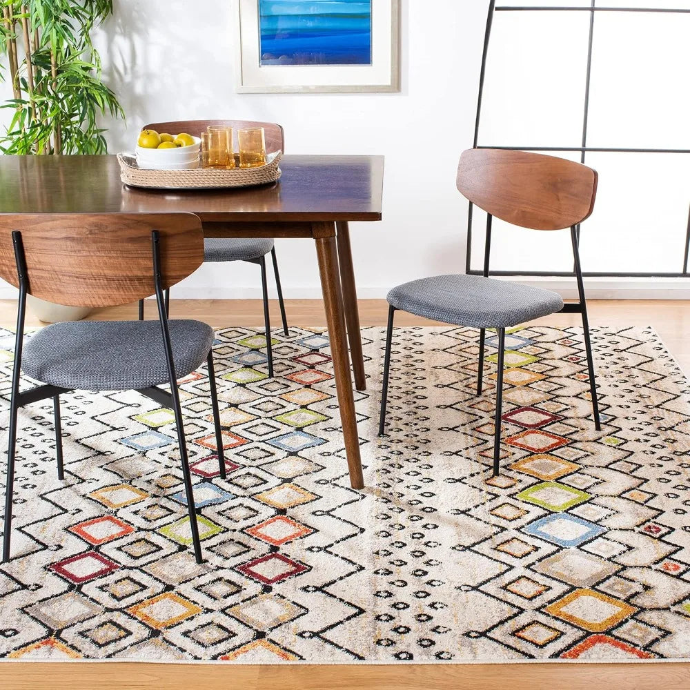 Large 8x10 Moroccan Boho Area Rug, Non-Shedding & Easy Clean,